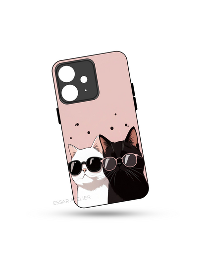 Cool Cats Premium Glass Back Cover For iPhone 13,14,15,16 Models | 4K Permanent Prints | Gloss Finish
