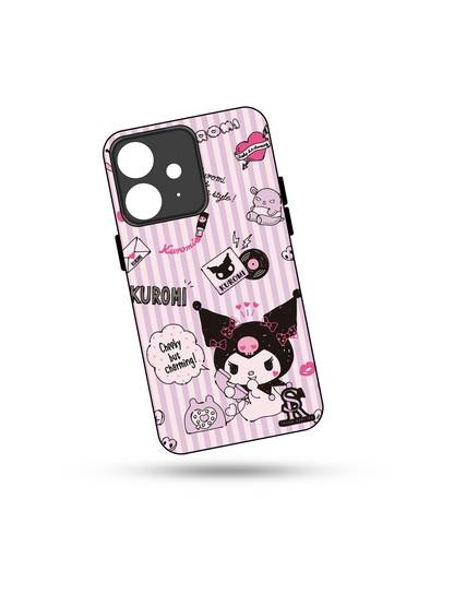 Kuromi Cat Premium Glass Back Cover For iPhone 13,14,15,16 Models | 4K Permanent Prints | Gloss Finish