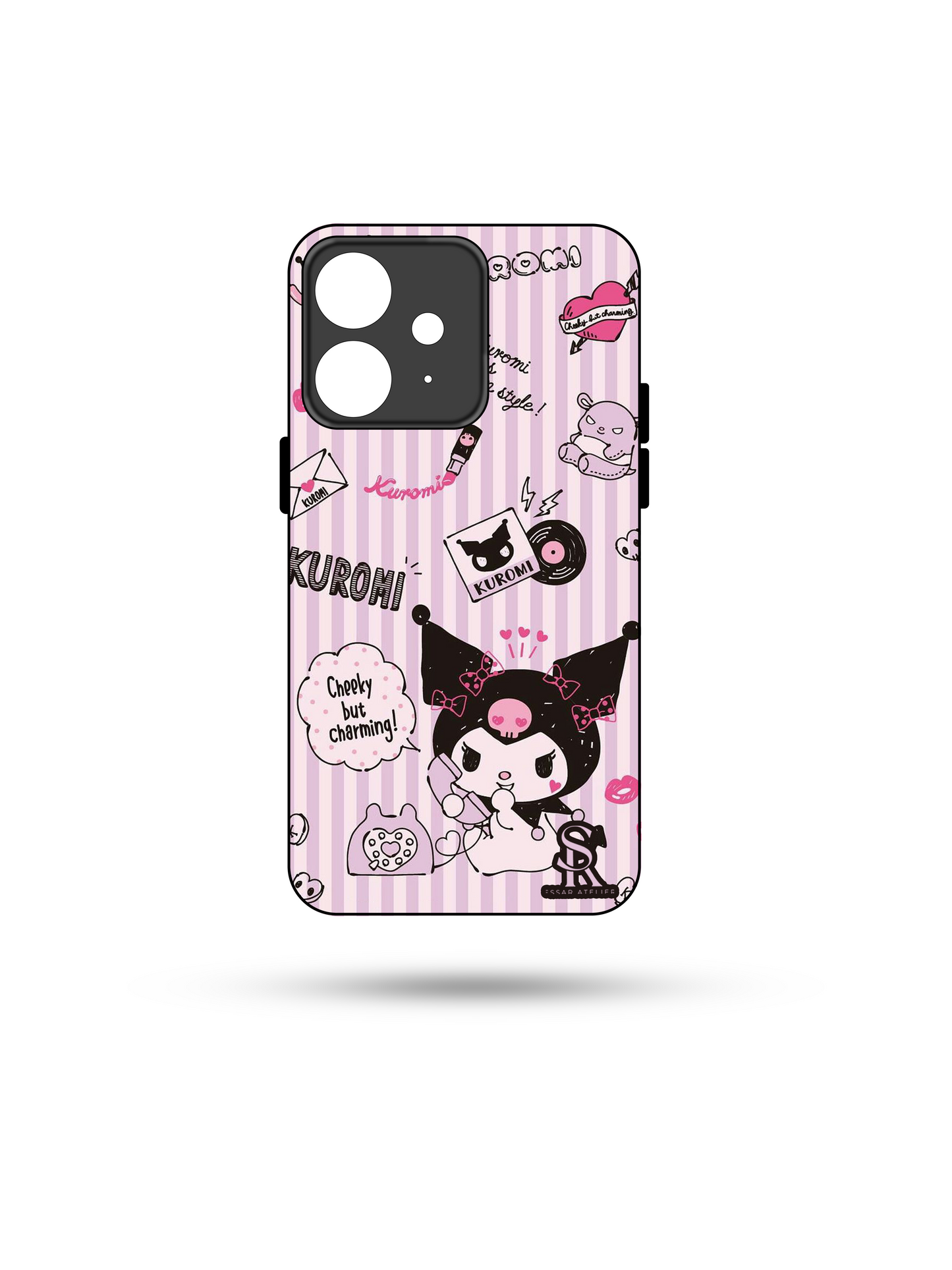 Kuromi Cat Premium Glass Back Cover For iPhone 13,14,15,16 Models | 4K Permanent Prints | Gloss Finish